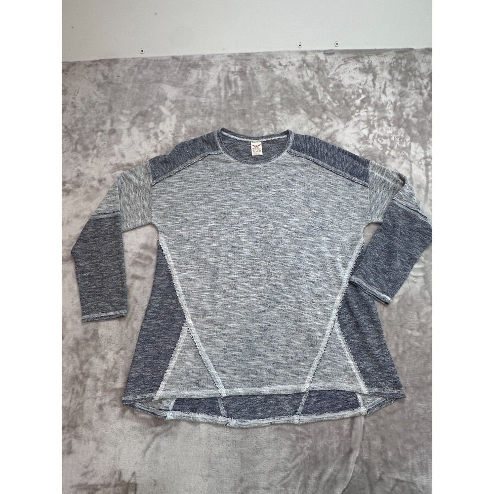 Faded Glory Women's XL Thermal Waffle Knit Long Sleeve Shirt Gray Drop Back EUC